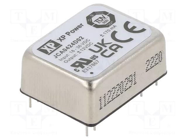 Converter: DC/DC; 4W; Uin: 18÷36VDC; Uout: 12VDC; Uout2: -12VDC; THT XP POWER JCA0424D02