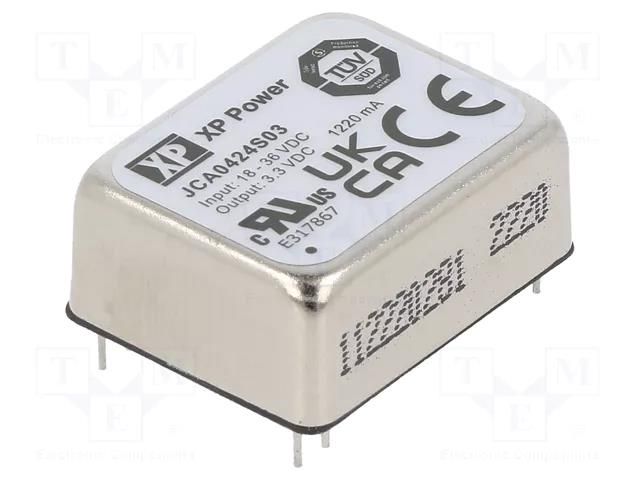 Converter: DC/DC; 4W; Uin: 18÷36VDC; Uout: 3.3VDC; Iout: 1220mA; THT XP POWER JCA0424S03
