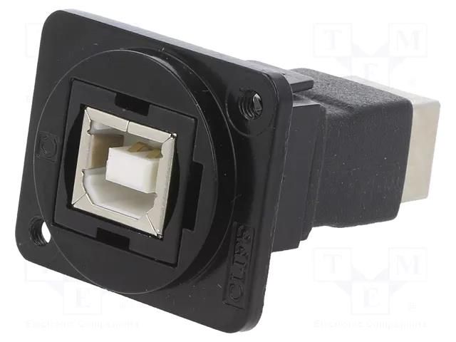 Coupler; USB B socket,both sides; FT; USB 2.0; metal; Thread: M3 CLIFF CP30203NM3B