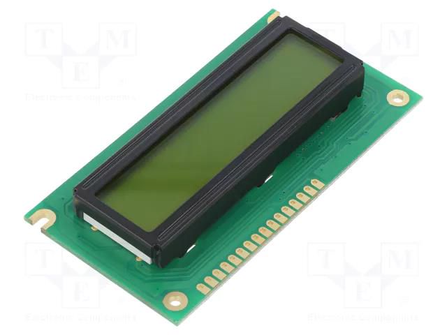 Display: LCD; alphanumeric; STN Positive; 16x2; yellow-green; LED RAYSTAR OPTRONICS RC1602A-YHY-CSX