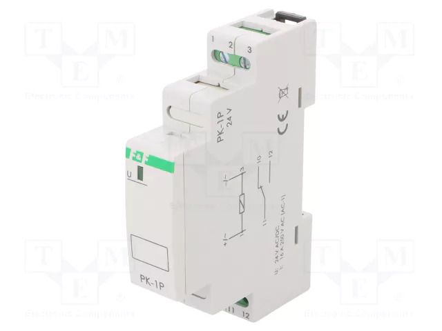 Relay: installation; monostable; SPDT; Ucoil: 24VAC,24VDC; 16A F&F PK-1P-24V