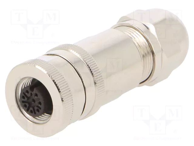 Connector: M12; plug; PIN: 8; female; 30V; straight; IP67; for cable TE Connectivity T4110011081-000