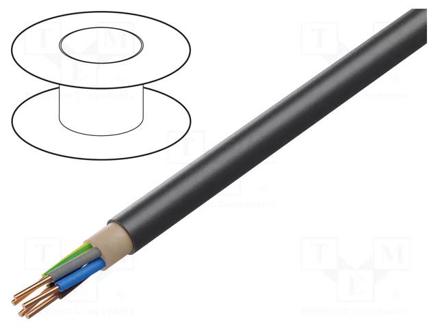 Wire; NYY; 5x4mm2; round; wire; Cu; PVC; black; 600V,1kV HELUKABEL NYY-O-5X4-RE