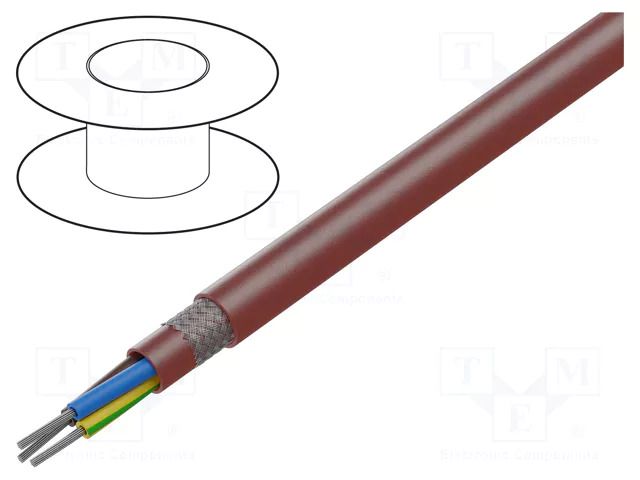 Wire; SiHF-C-Si; 3G0.75mm2; Cu; stranded; silicone; brown-red HELUKABEL SIHF-C-SI-3G0.75