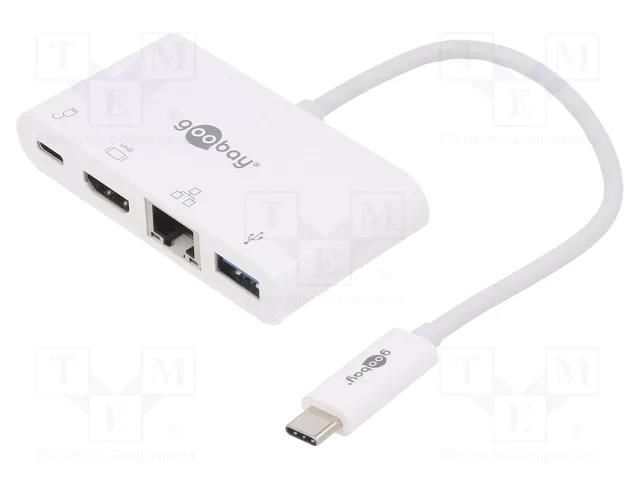Adapter; HDMI 1.4,USB 3.0; 0.15m; white; Support: 4K,UHD 2160p Goobay USB.C-ADAP-20