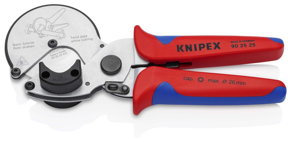 KNIPEX 90 25 25 Pipe Cutter for composite and plastic pipes with multicomponent handles chrome-plated 210 mm 90 25 25 4003773088714