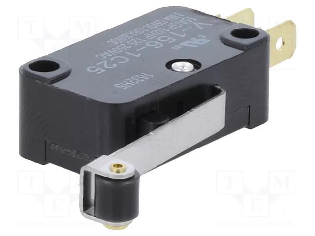 Microswitch SNAP ACTION; 15A/250VAC; with lever (with roller) OMRON Electronic Components V-156-1C25