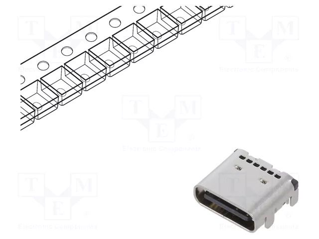Connector: USB C; socket; on PCBs; SMT; PIN: 24; angled 90°; USB 3.1 LUMBERG 2436-01