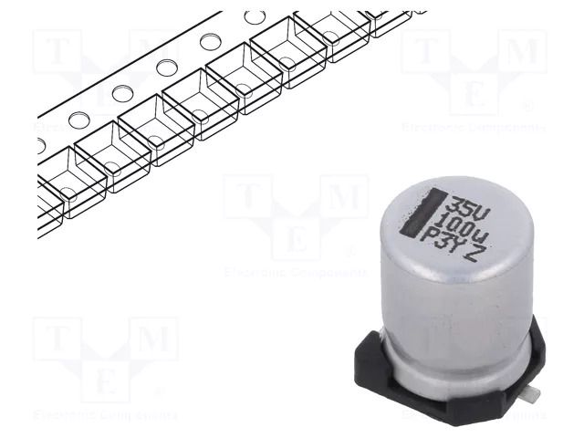 Capacitor: electrolytic; SMD; 100uF; 35VDC; 8x8x10mm; ±20%; 2500h VISHAY MAL215097011E3