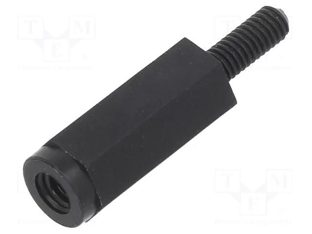 Screwed spacer sleeve; hexagonal; polyamide; M3; M3; L: 14mm; black DREMEC TFM-M3X14/DR285