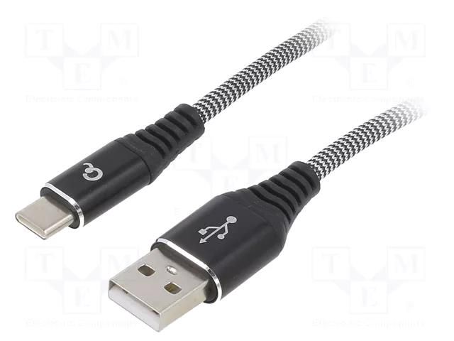 Cable; USB 2.0; USB A plug,USB C plug; gold-plated; 1m; black GEMBIRD CC-USB2B-AMCM-1BW