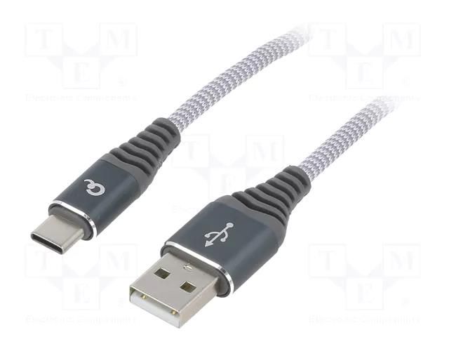 Cable; USB 2.0; USB A plug,USB C plug; gold-plated; 1m; grey GEMBIRD CC-USB2B-AMCM-1WB2