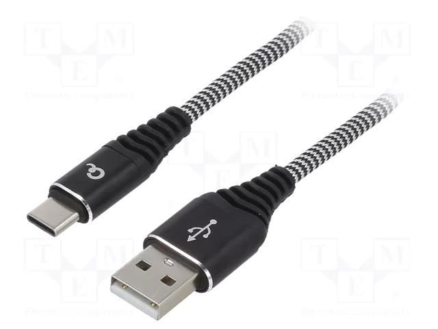 Cable; USB 2.0; USB A plug,USB C plug; gold-plated; 2m; black GEMBIRD CC-USB2B-AMCM-2BW