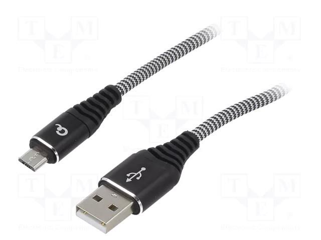 Cable; USB 2.0; USB A plug,USB B micro plug; gold-plated; 1m GEMBIRD CC-USB2B-AMMBM1BW