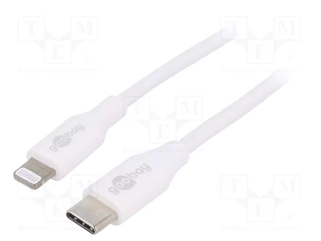 Cable; USB 2.0; Apple Lightning plug,USB C plug; 1m; white; 87W GOOBAY USBC-LIGHT-1.0WH