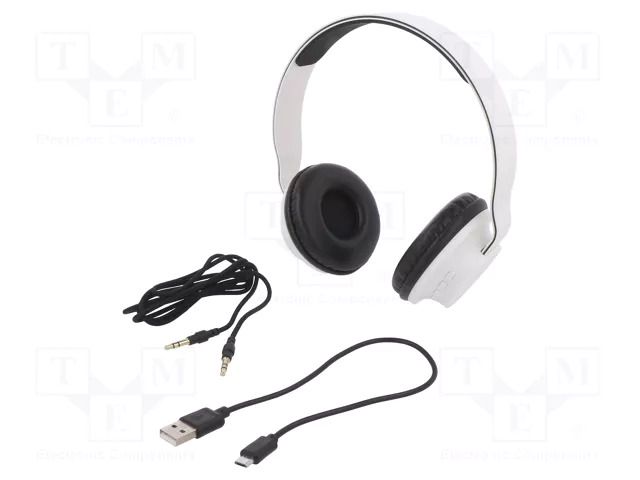 Wireless headphones with microphone; white; 20÷22000Hz; 10m; 32Ω QOLTEC QOLTEC-50847