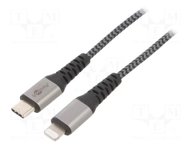 Cable; USB 2.0; Apple Lightning plug,USB C plug; 2m; black; 87W Goobay USBC-LIGHTX/2.0BK