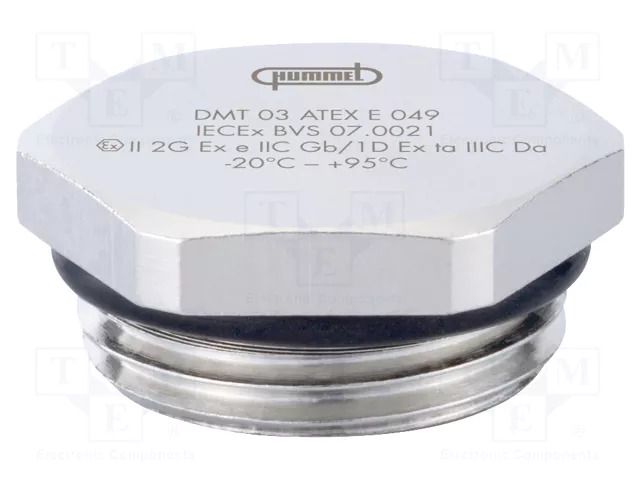 Stopper; M50; 1.5; IP68; brass; Plating: nickel; V-Ms-Ex; with seal HUMMEL HUMMEL-1197500050