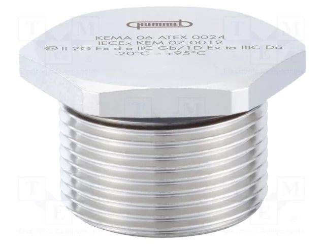 Stopper; M50; 1.5; IP68; brass; Plating: nickel; V-Ms-Ex-d; -20÷95°C HUMMEL HUMMEL-1875500050