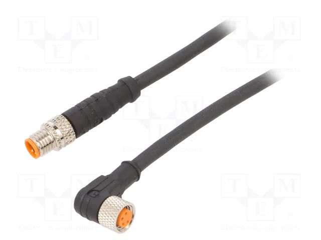 Cable: for sensors/automation; M8; PIN: 4; 2m; plug; 50VAC; 4A; 0800 LUTRONIC 0810080504301-2M