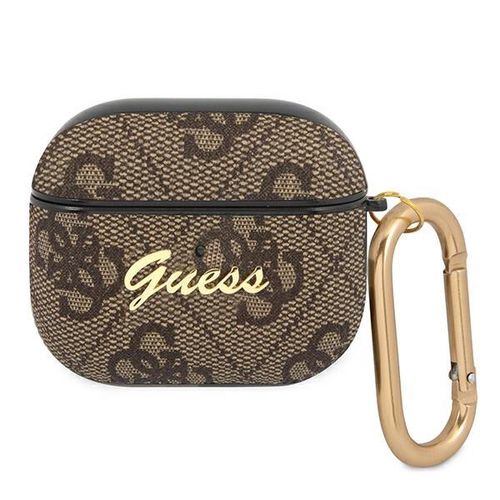 Guess GUA34GSMW AirPods 3 cover brązowy/brown 4G Script Metal Collection, Guess 3666339009748