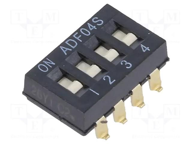 Switch: DIP-SWITCH; Poles number: 4; ON-OFF; -0.025A/24VDC; Pos: 2 TE Connectivity 1-1825059-3