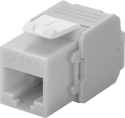 Keystone Module RJ45 CAT 6A, UTP, light gray - 16.5 mm wide, crocodile type, terminal strip for tool-free IDC mounting 90693