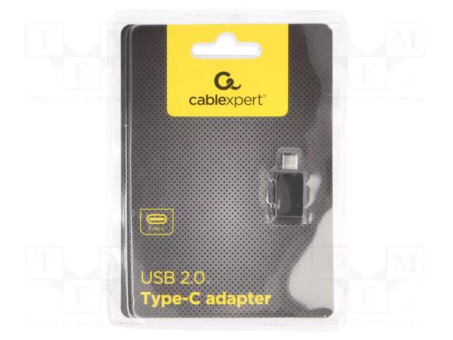 Adapter; USB 2.0; USB A socket,USB C plug; 480Mbps; black GEMBIRD CC-USB2-CMAF-A