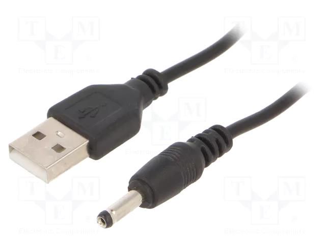 Cable; USB A plug,DC 3,5/1,35 plug; black; 1.8m GEMBIRD CC-USB-AMP35-6