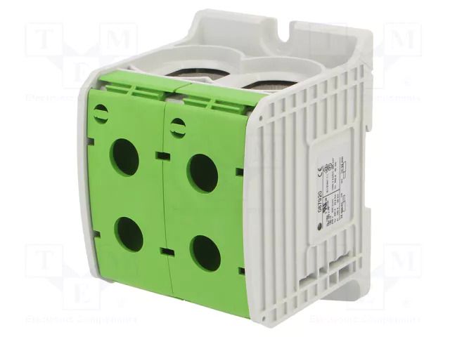Splice terminal: rail; STB; 520A; 1kV; screw terminal; green; TS35 SIMET STB300-2GR
