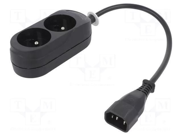 Cable; 3x1mm2; CEE 7/5 (E) socket,IEC C14 male; PVC; 0.3m; black JONEX WN217-3/07/0.3BK-2