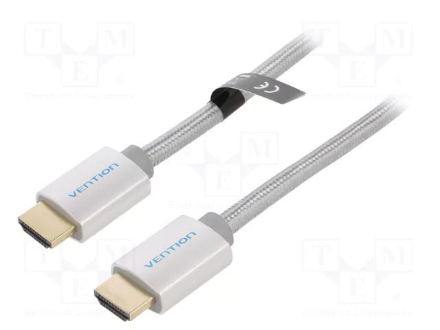 Cable; HDMI plug,both sides; PVC; textile; HDMI 2.0; 1.5m; silver VENTION AABIG