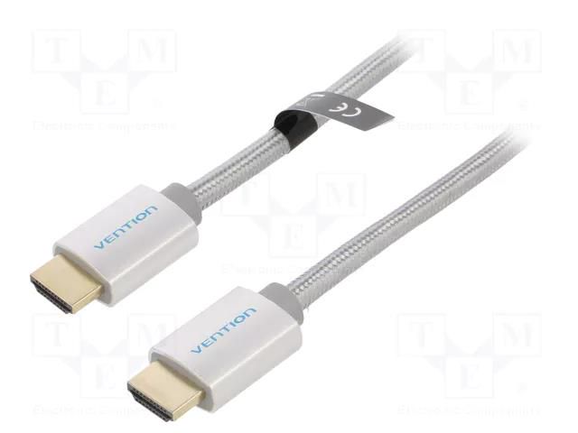 Cable; HDMI plug,both sides; PVC; textile; 5m; silver; HDMI 2.0 VENTION AABIJ