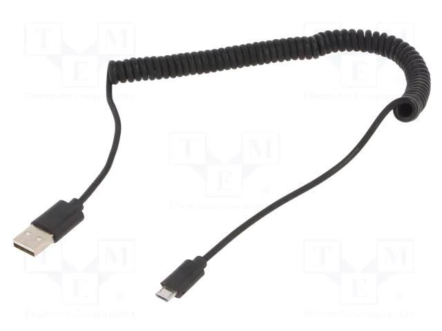 Cable; coiled,USB 2.0; USB A plug,USB B micro plug; gold-plated GEMBIRD CC-MUSB2C-AMBM-6