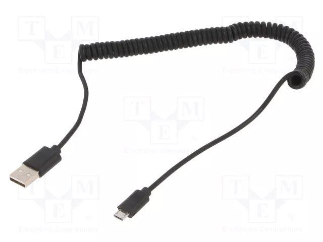Cable; coiled,USB 2.0; USB A plug,USB B micro plug; gold-plated GEMBIRD CC-MUSB2C-AMBM-6