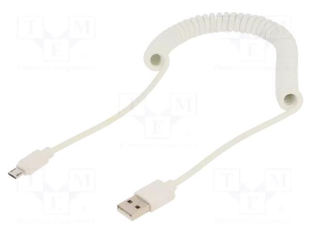 Cable; coiled,USB 2.0; USB A plug,USB B micro plug; gold-plated GEMBIRD CC-MUSB2C-AMBM-6-W