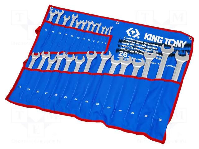 Wrenches set; combination spanner; 26pcs. KING TONY KT-1226MRN