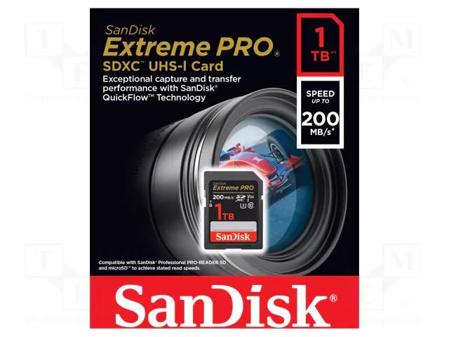 Memory card; Extreme Pro; SDXC; R: 200MB/s; W: 140MB/s; 1TB SANDISK SDSDXXD-1T00-GN4IN