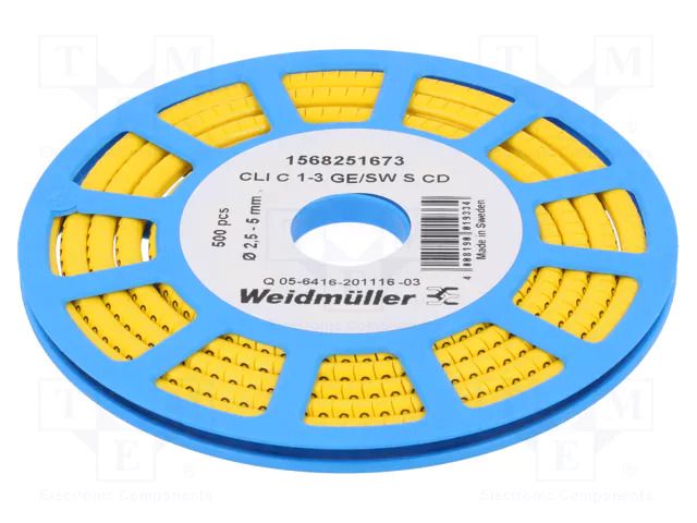 Markers; Marking: S; 2.5÷5mm; PVC; yellow; -30÷80°C; leaded; CLI C WEIDMÜLLER WM-1568251673