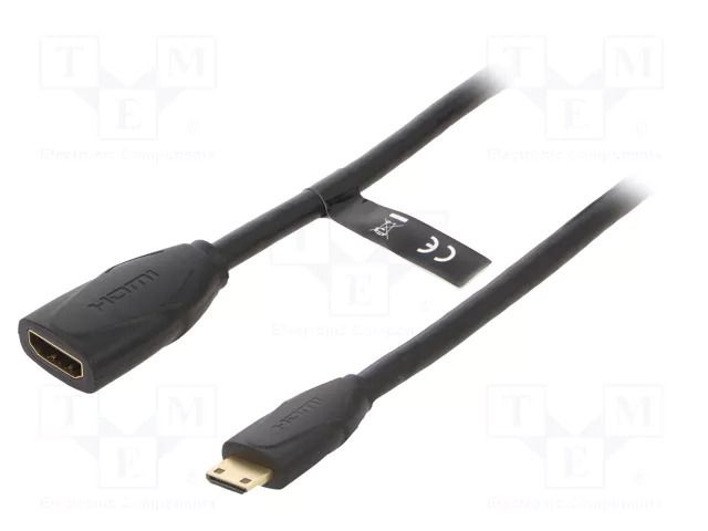 Cable; HDMI socket,mini HDMI plug; PVC; HDMI 1.4; 1m; black; 30AWG VENTION ABAAF