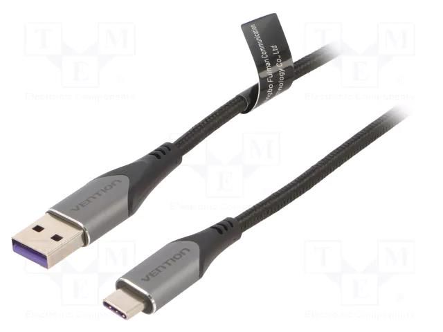 Cable; USB 2.0; USB A plug,USB C plug; nickel plated; 2m; black VENTION COFHH