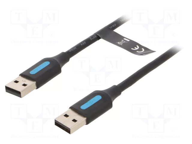 Cable; USB 2.0; USB A plug,both sides; nickel plated; 0.5m; black VENTION COJBD