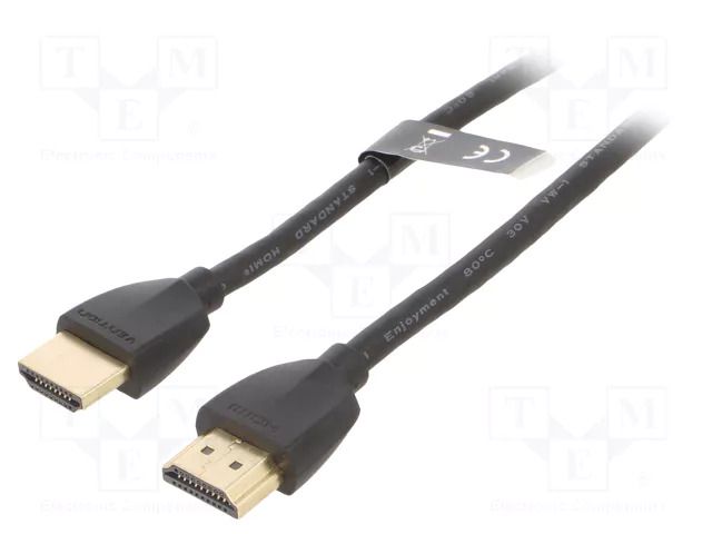 Cable; HDMI plug,both sides; PVC; HDMI 2.0; 2m; black; 32AWG VENTION AAIBH
