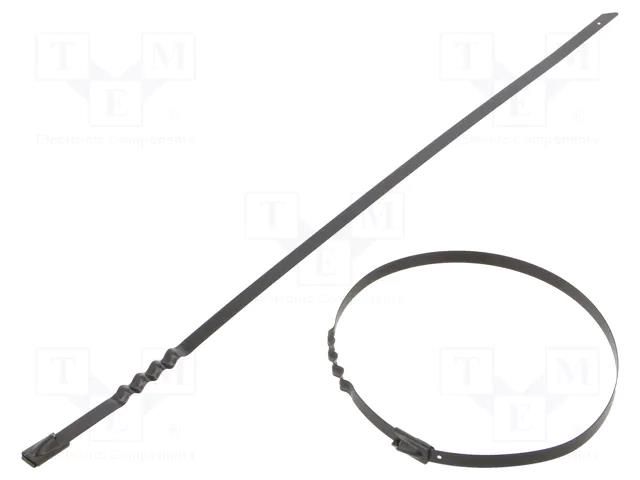 Cable tie; L: 840mm; W: 4.6mm; stainless steel AISI 304; 445N; wave RAYCHEM RPG BCZ44-840