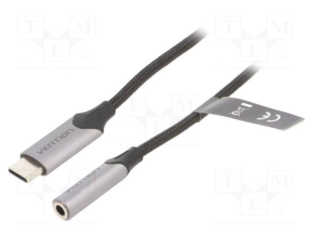 Cable; Jack 3.5mm socket,USB C plug; nickel plated; 1m; 29AWG VENTION BGMHF