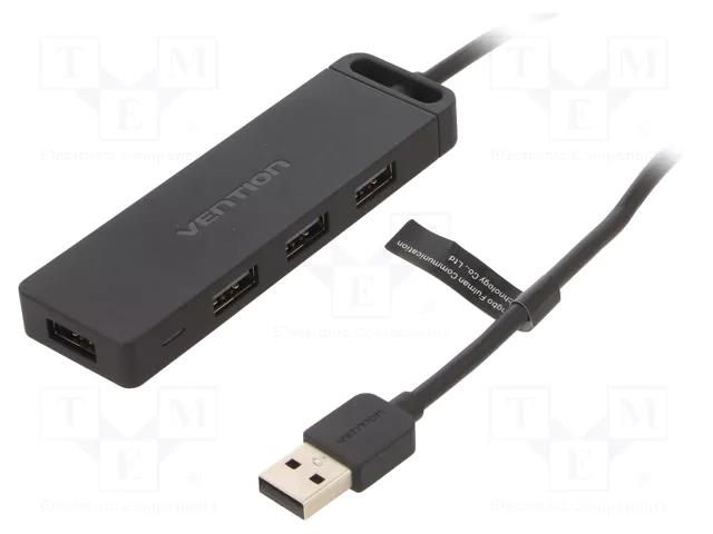 Hub USB; USB A socket x4,USB A plug; USB 2.0; PnP; black; 480Mbps VENTION CHMBF