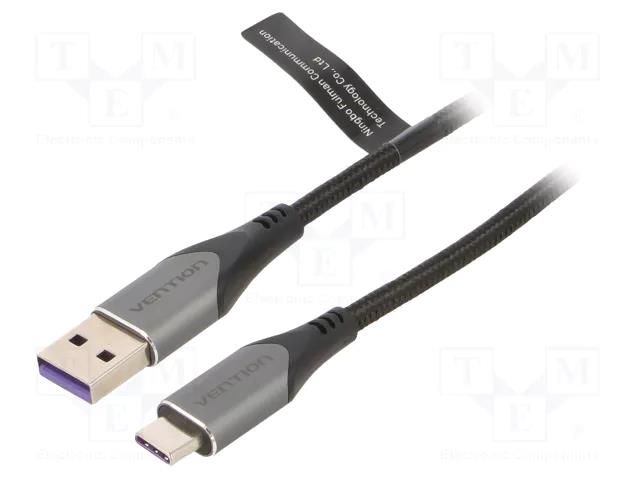 Cable; USB 2.0; USB A plug,USB C plug; nickel plated; 1.5m; black VENTION COFHG