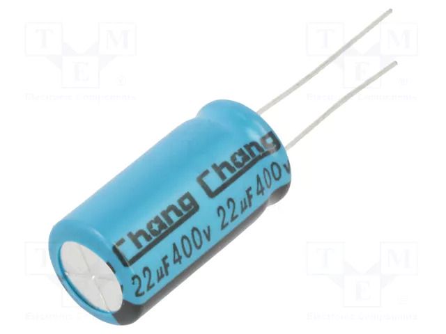 Capacitor: electrolytic; THT; 22uF; 400VDC; Ø12.5x25mm; Pitch: 5mm CHANGZHOU HUAWEI ELECTRONIC LE2G220MI250A00CE0