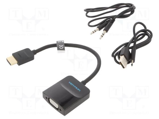 Converter; 0.15m; HDMI 1.4; Support: 1080p,FullHD; black VENTION 42161