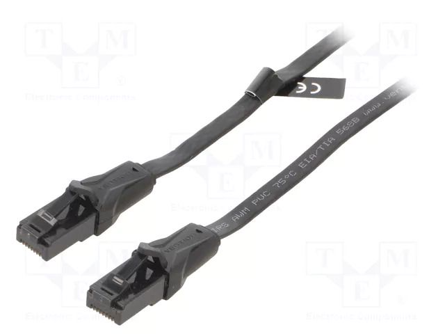 Patch cord; U/UTP; Cat: 6; RJ45 plug,both sides; Cu; 1m; PVC; black VENTION IBABF